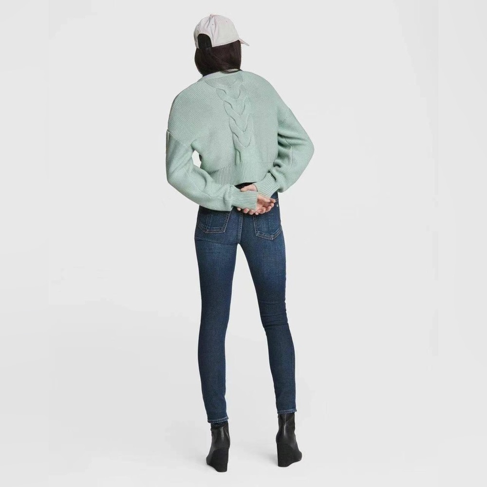 NWT Rag & Bone Womens Cashmere Cable Knit Cardigan Sweater In Green - Picture 5 of 6